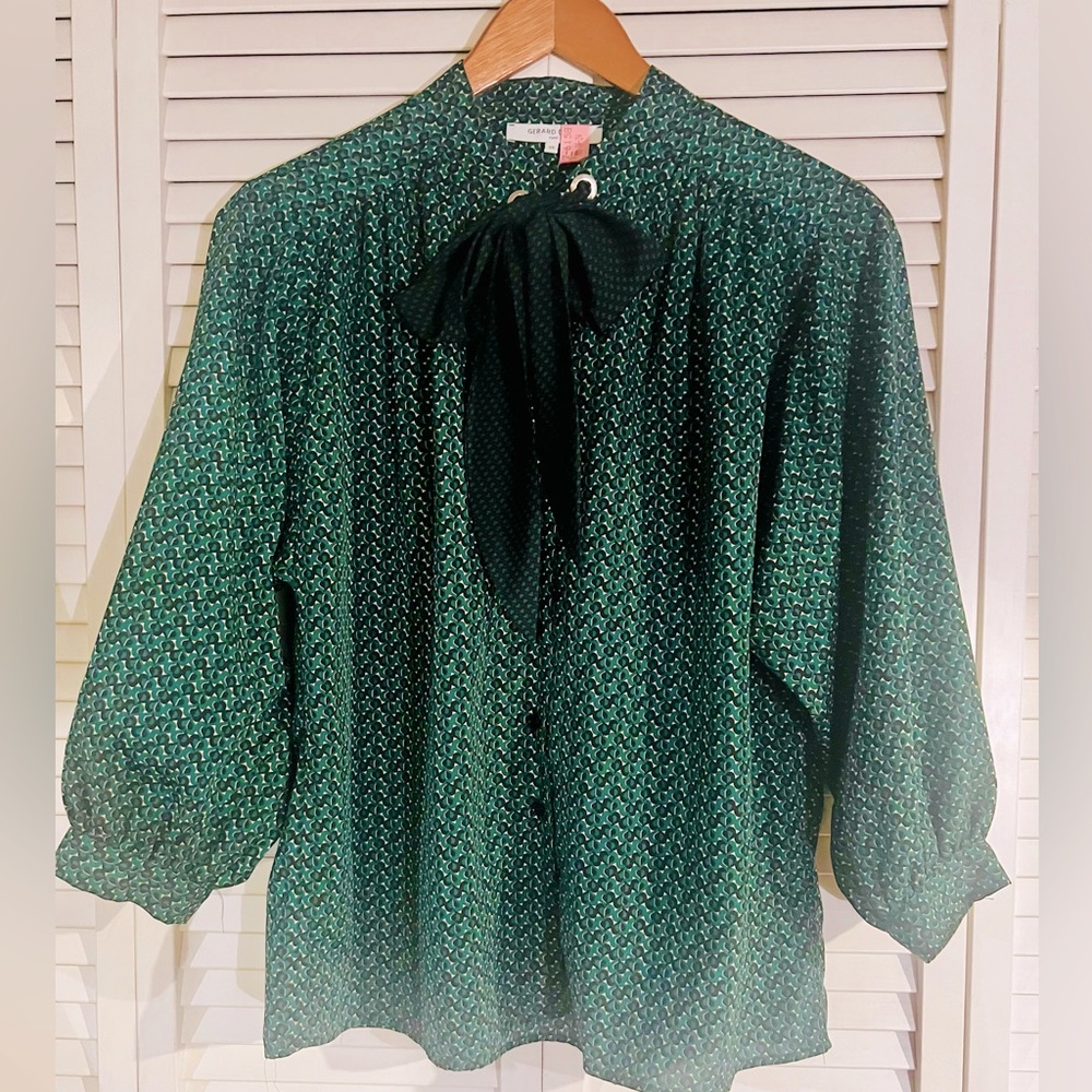 Gerard Darel Satin Like Pussybow Top